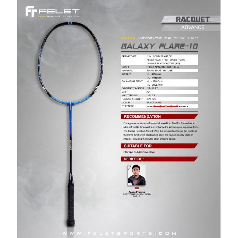 RAKET BADMINTON FELET AEROMARS 10 GALAXY FLARE 10 ORIGINAL