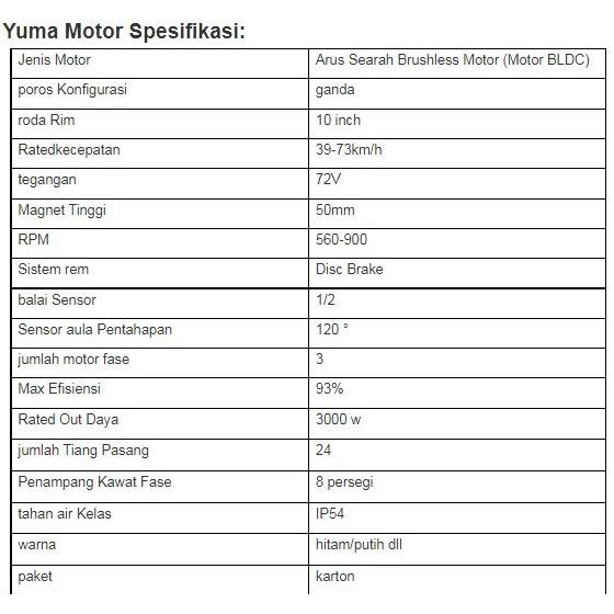 Grosir Bldc Yuma Motor Ymmotor 10" 1000 Watt - 3000 Watt
