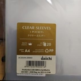 CLEAR SLEEVES 3 POCKET A4 DAIICHI / MAP L 3 LAPIS.. PER LUSIN STOK TERBATAS