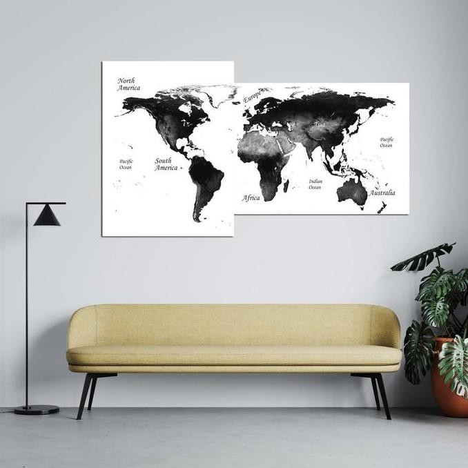 

DECOR ART - HIASAN DINDING 75X45CM WORLD MAP PETA DUNIA 2PCS A3 STOK TERBATAS