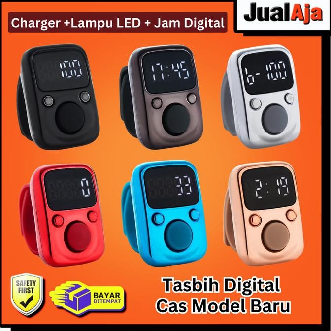 Tasbih Digital Charger LED Jam Digital Premium