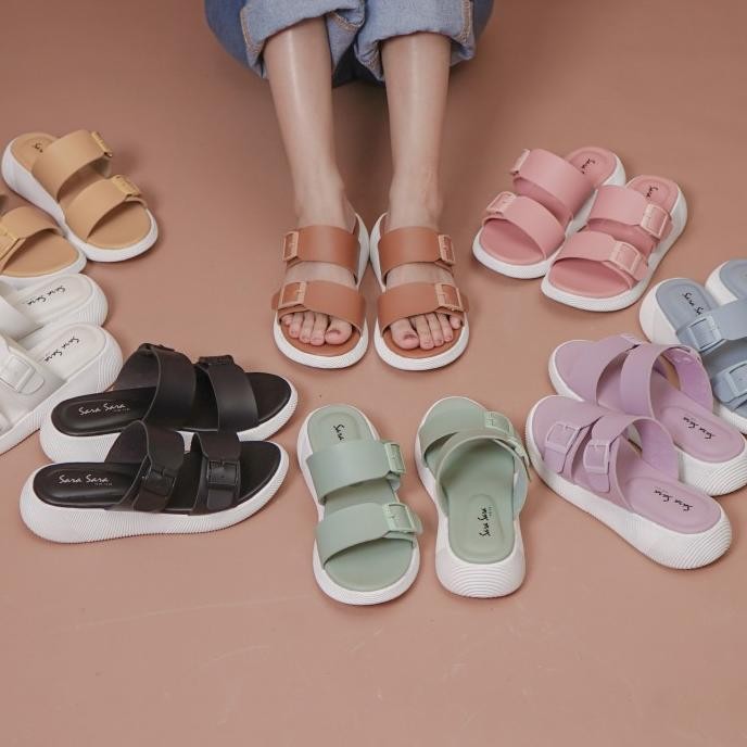 Terbaru, Sandal Casual Wanita Sara Sara Jean Sendal Wedges Cewek Strap Empuk