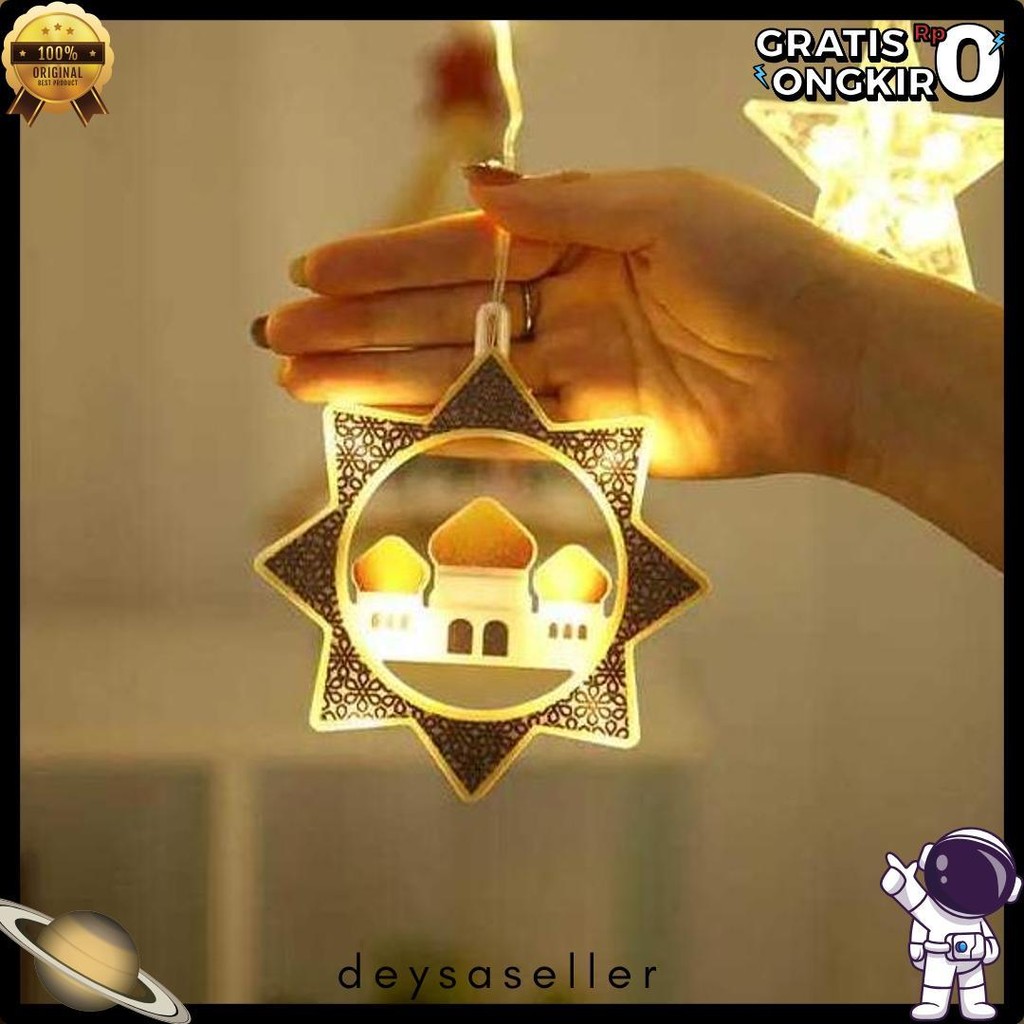 3 Meter Lampu Tirai Bentuk Bintang Masjid Dekorasi Ramadhan / Lampu Tirai Menggantung Diskon