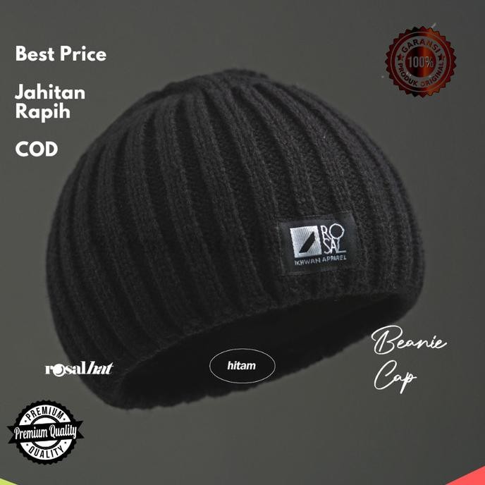 Peci Kh Songkok Rosal Peci Beanie Cap - Topi Kupluk Rajut Hitam Berkualitas