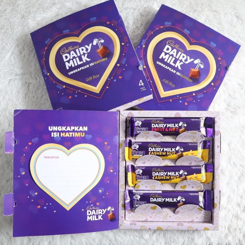 

ORIGINAL Cadburry Dairy Milk GIFT BOX VALENTINE - Coklat Cadburry Spesial - Isi 4 Coklat Batang - Kado Spesial Valentine Iv-138