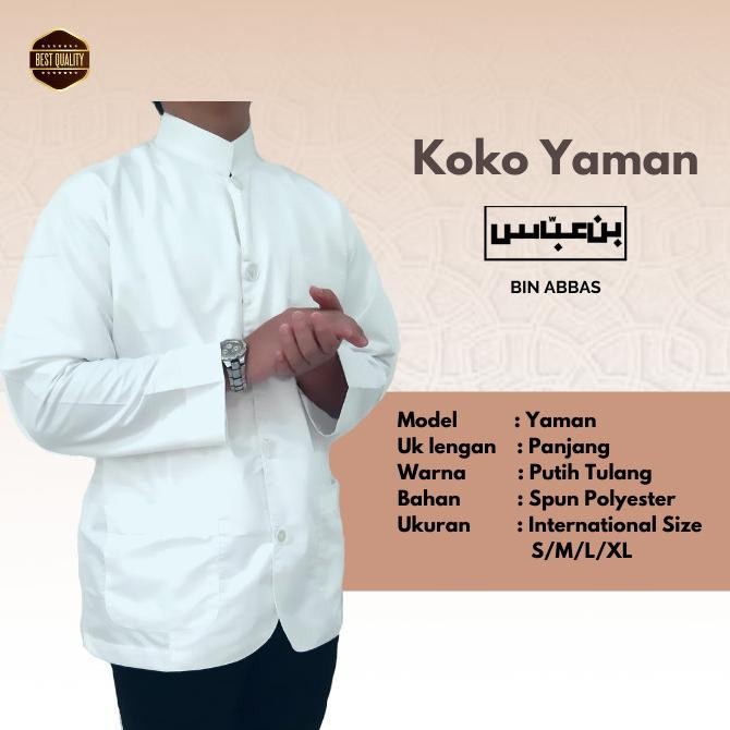 Baju/Kemeja Koko Habaib/Hadramaut Bin Abbas Jumbo Putih Tulang
