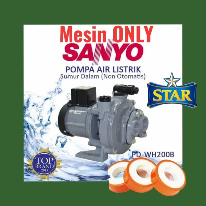 Mesin Only Pompa Air Jet Pump Sanyo Pdwh 200 B 30 Mtr Tanpa Mata Jet