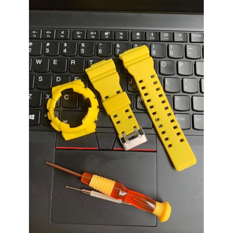 KOMPLIT Kuning bazel jam tangan set g shock GA100 GA-110 bezel jam tangan