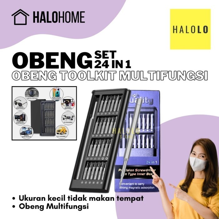 BERKUALITAS Obeng Set 24 in1 Obeng Set Magnetic Reparasi Handphone Laptop Jam Obeng Set Toolkit