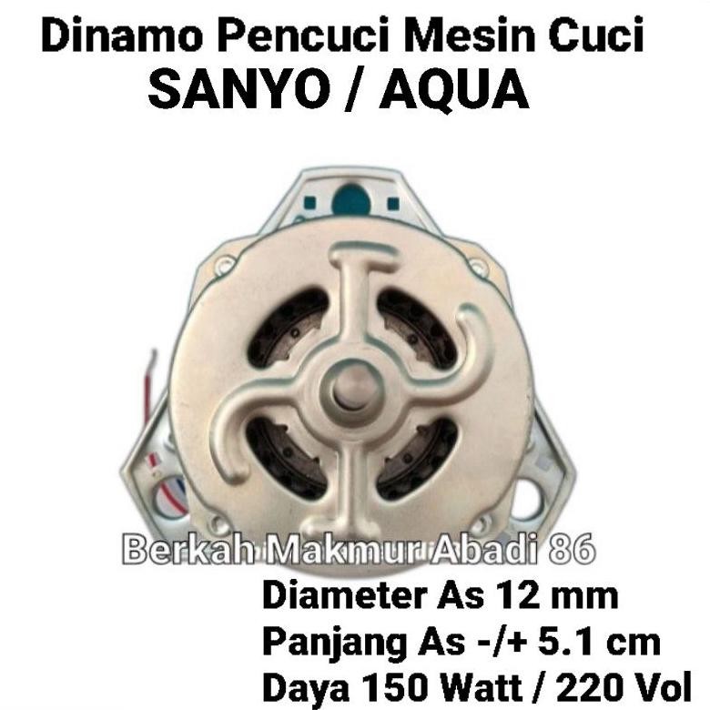 Dinamo Pencuci Mesin Cuci Aqua / Sanyo 2 Tabung As 12 Mm 150 Watt  Mesin Dinamo Wash / Pencuci / Was