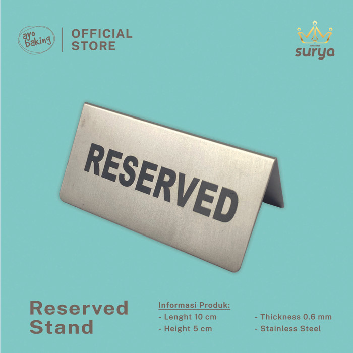 

PROMO! Reserved Plat/Papan Reserve Restoran/Merk Surya