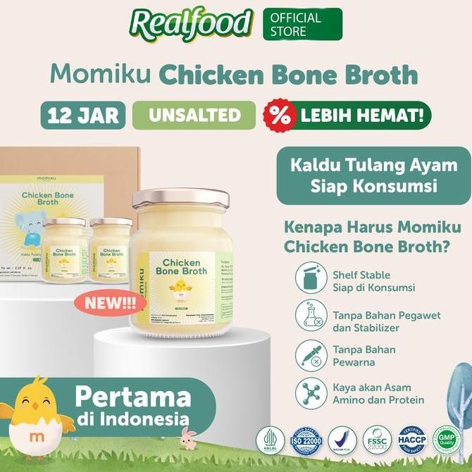

[NEW 12 JAR] Realfood Momiku Chicken Bone Broth Unsalted