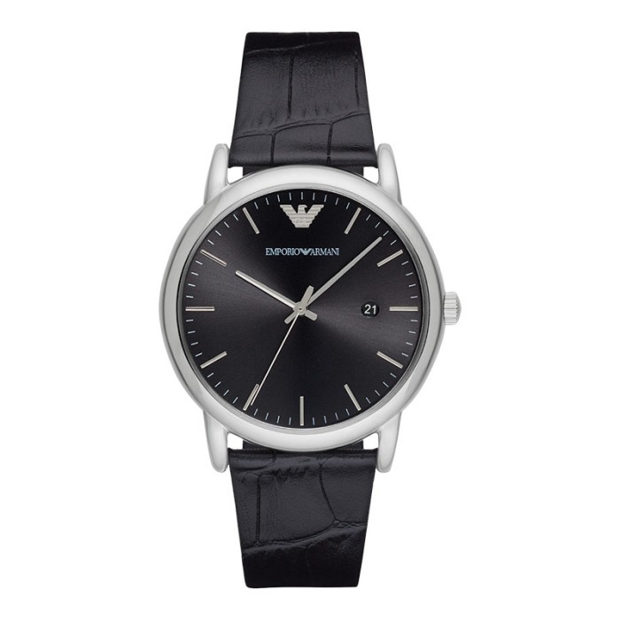 Emporio Armani Luigi AR2500 Men Black Dial Black Leather Strap