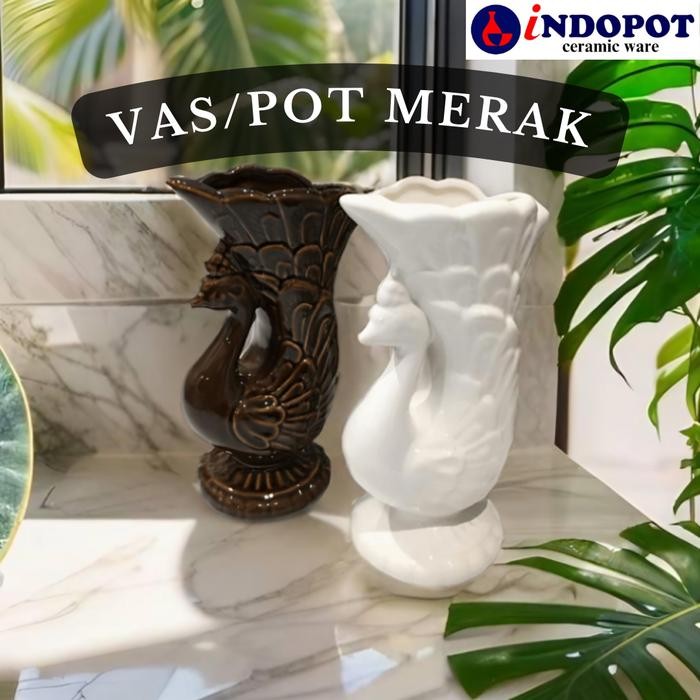 DISKON VAS POT BUNGA KERAMIK MODEL HEWAN MERAK UNTUK TANAMAN HIAS / HIDUP / ANGGREK / BONSAI /