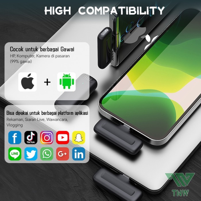 Paling Berkualitas Tnw-X8 Nirkabel Lavalier Mikrofon Mini Microphones Lav Lapel Mic