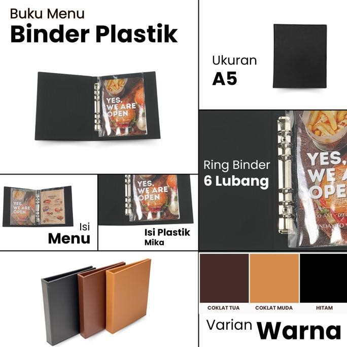 

BUKU MENU JAKARTA - BUKU MENU KULIT RING BINDER 6 LUBANG ISI PLASTIK MIKA A5 COKLAT MUDA, COKLAT TUA, HITAM - CAFE, COFFEE SHOP, RESTORAN, HOTEL