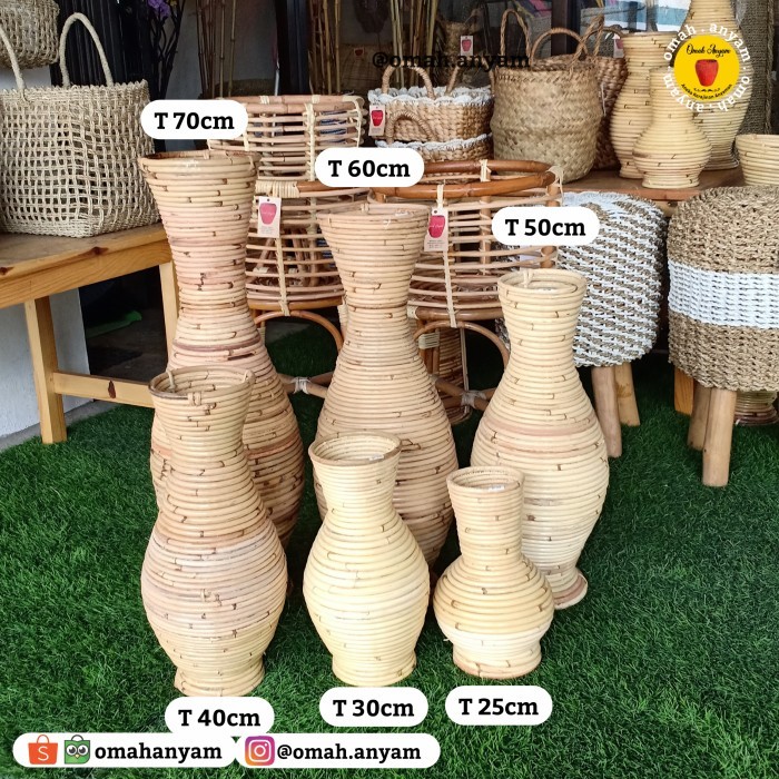 SENSASI BARU VAS BUNGA/ GUCI ROTAN/ VAS BUNGA KERING/GUCI TANEMAN/BUNGA PLASTIK WOK5