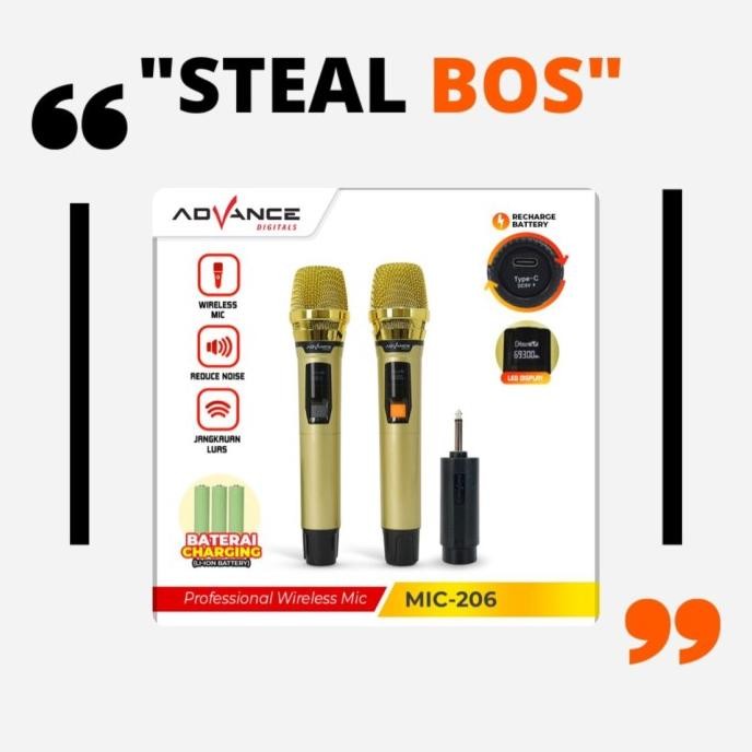 advance mic wireless 206 microphone double wireless+receiver advance