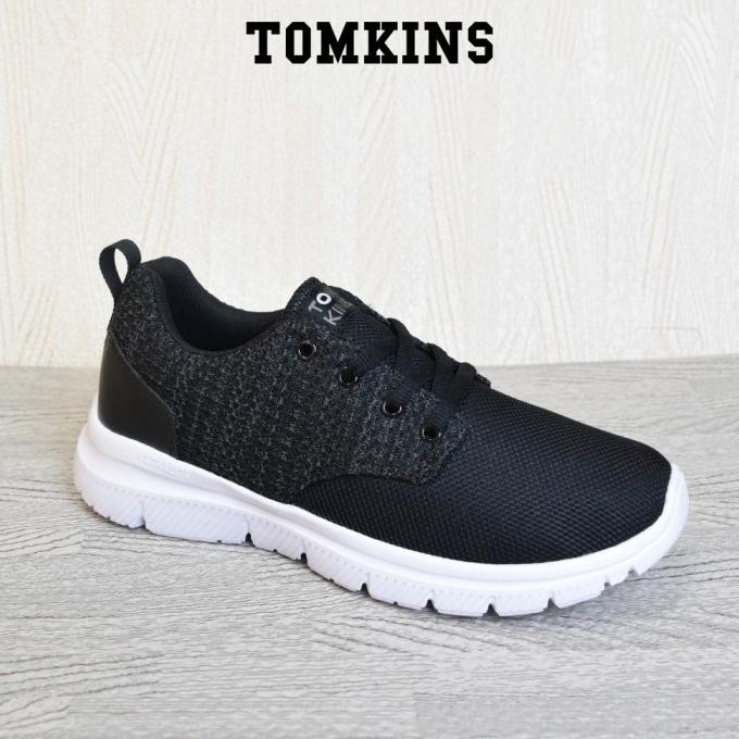 TOMKINS Challengers - Black Grey Sepatu Sneakers Pria