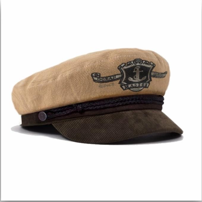 Topi Pelaut/ Fiddler Cap/ Topi Captain/ Topi Sailor/ coklat twill
