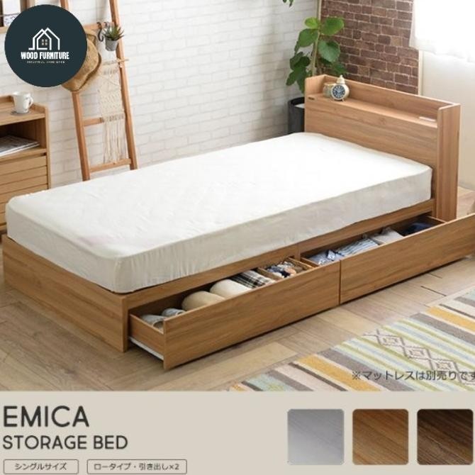 Dipan Anak 120X200 Dipan Anak Kayu Solid Minimalis Model Laci