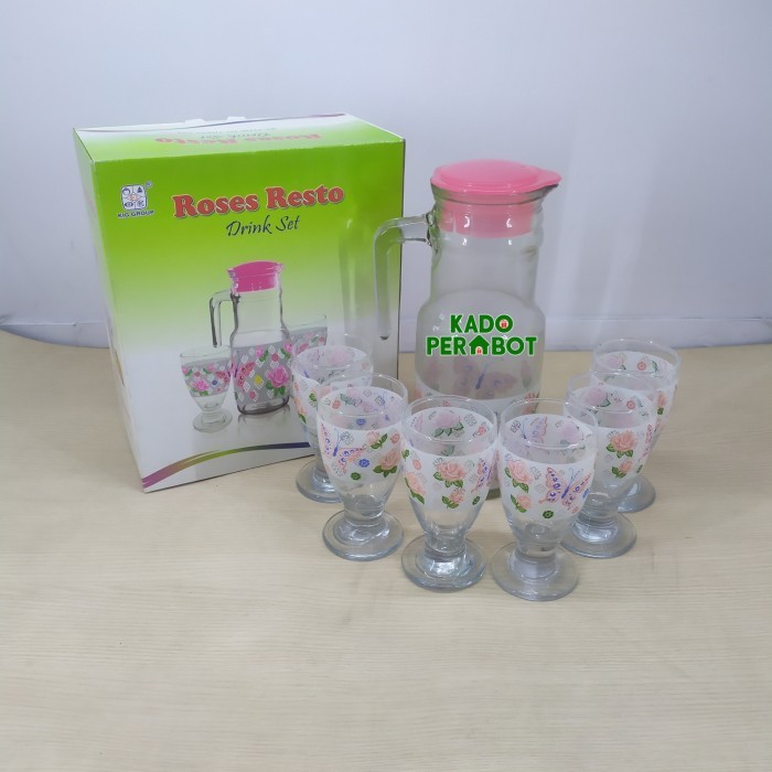 New teko kaca set italiano - teko set lebaran - teko gelas cantik lebaran Idul Fitri