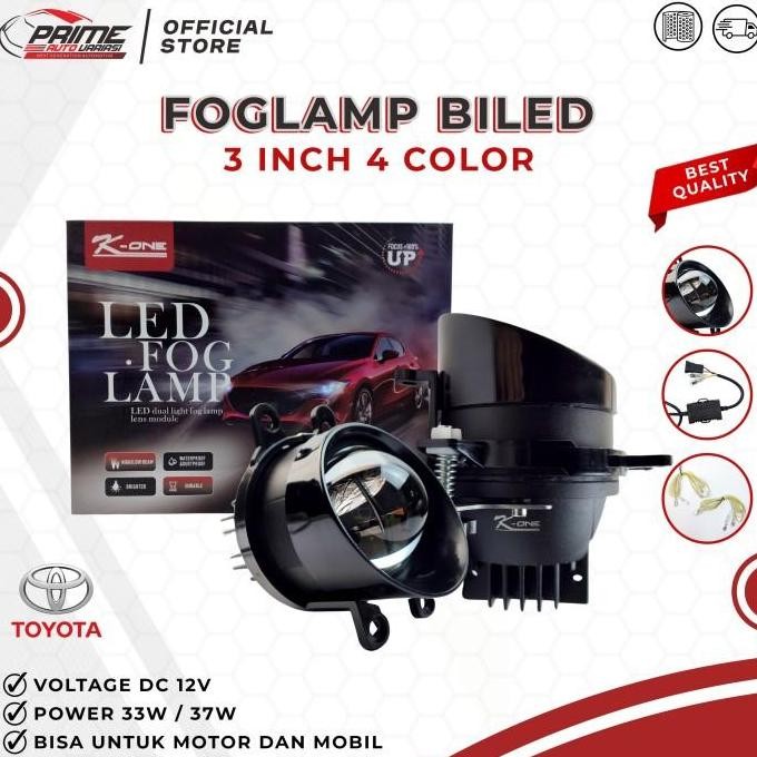 Fog Lamp Bi Led 3Inch 4 Warna Dc12V Kone Toyota Avanza Innova Xenia Alphard Dll
