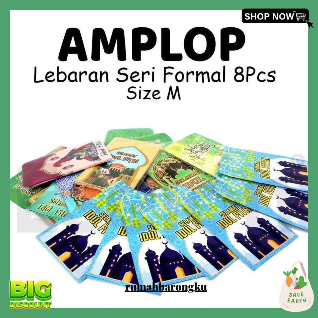 

8Lbr Amplop Lebaran Karakter Medium 7*11Cm /1Pack Angpao Lebaran Cod