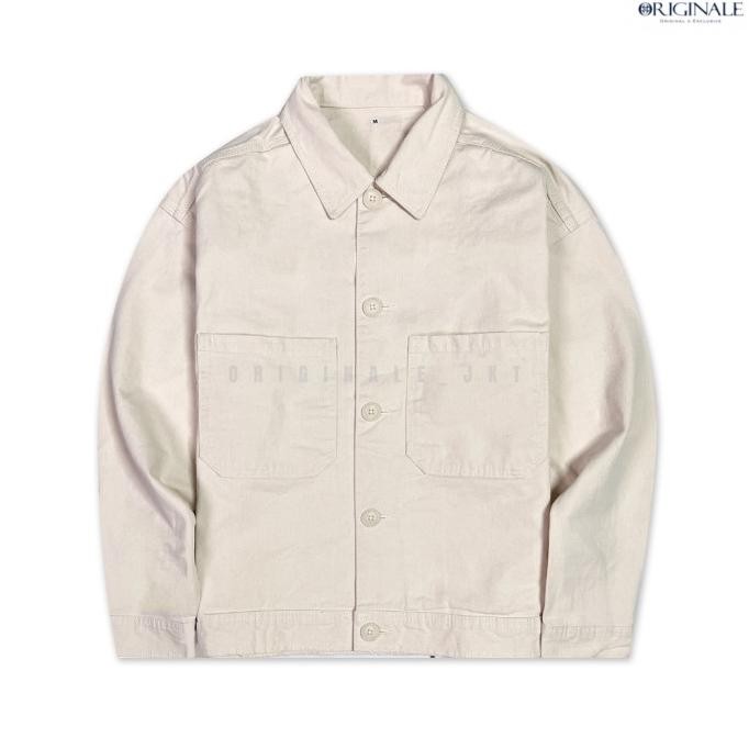Grosir Jaket Denim Overshirt Pria By Gtu - Cream