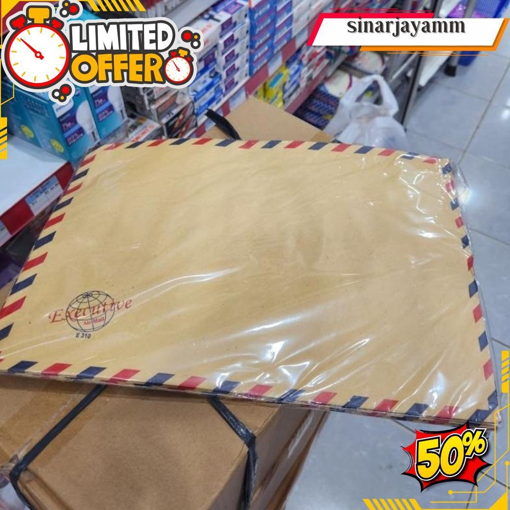 

Amplop Tali Airmail 310 Executive / Amplop Coklat Airmail 310 / Amplop Lamaran Kerja (1Dus Isi 50Pcs) Original Produk