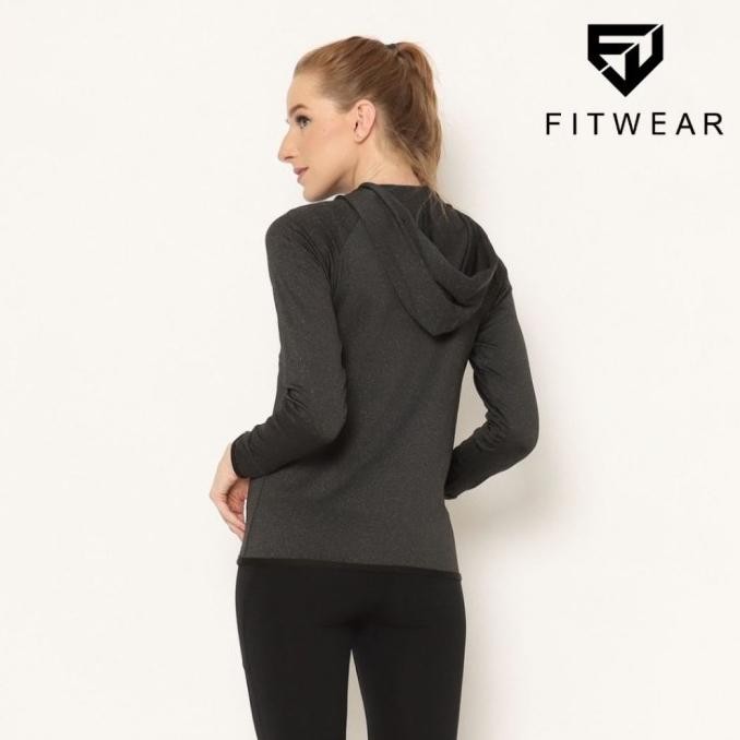 Murah Jaket Olahraga Wanita Fitwear (Running,Sepeda ) Bella Border [D.Grey]