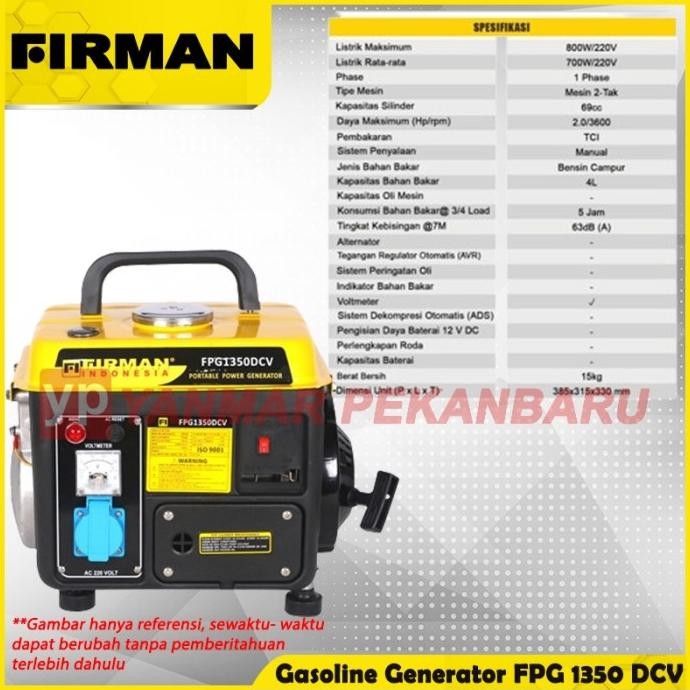Genset FIRMAN 800 WATT FPG 1350 DCV FI
