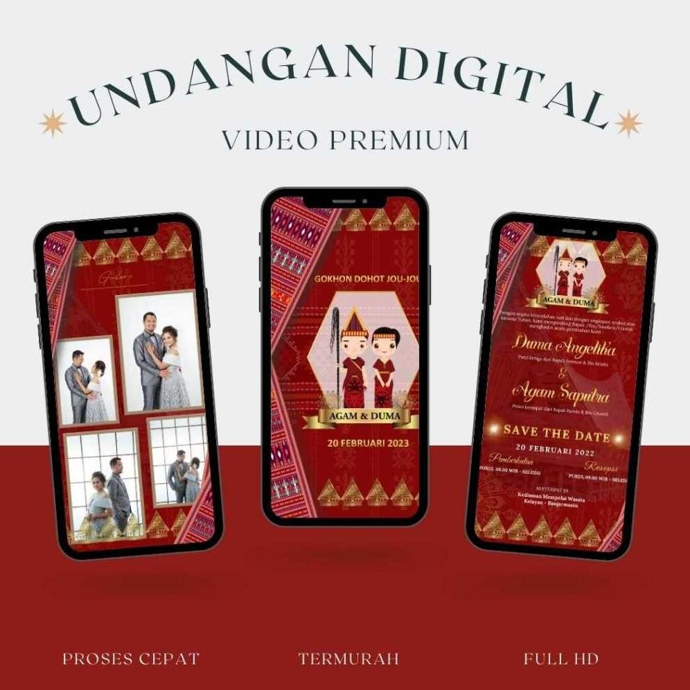 undangan Batak digital video undangan pernikahan adat batak murah estetik M005