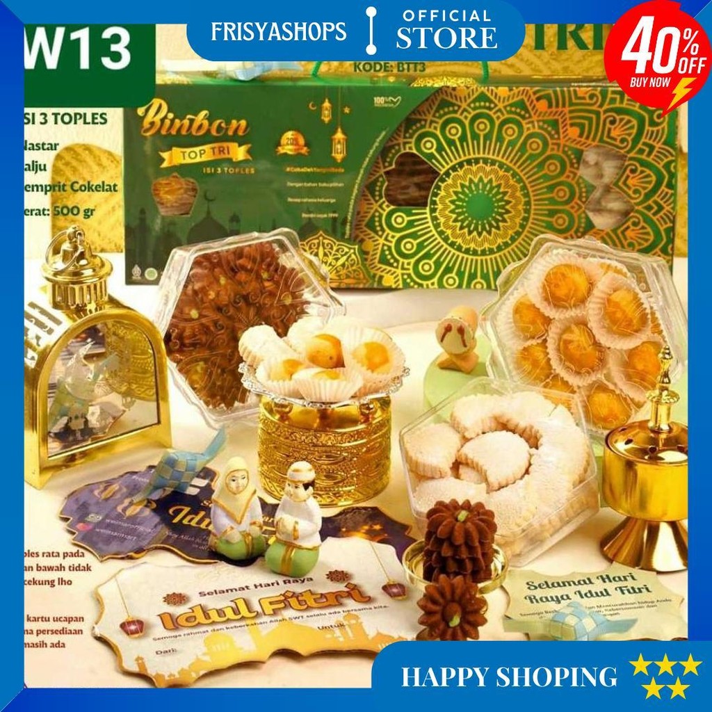 

Apazada - Kue Kering Lebaran Binbon Top Tri Squash / Hampers Kue Lebaran Paket 3 Toples + 1 Sirup D Gratis Ongkir