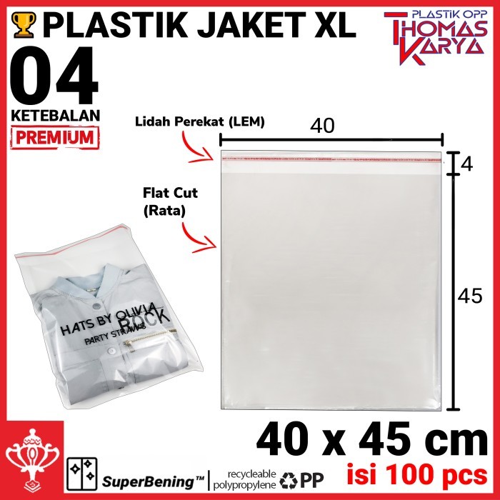 

40X45 Cm Plastik Opp Tebal (Lem) Plastik Jaket Plastik Celana Kaos
