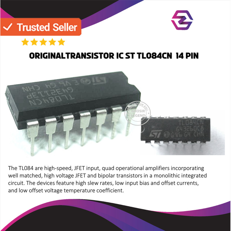 Transistor IC TL084 CHN Original Asli ST TL084CN TL 084CN ORI 14pin