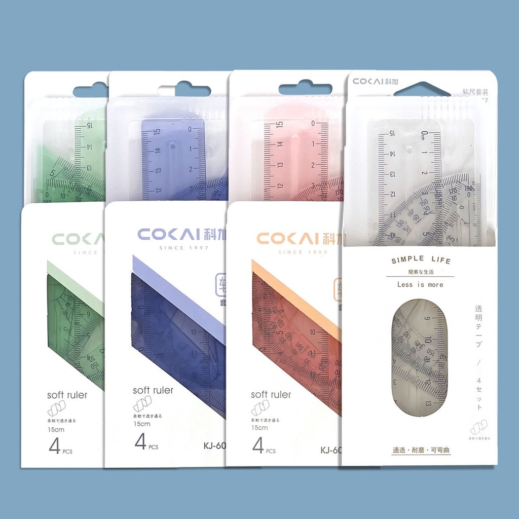 

Soft Cover Ruler Set of Four Transparent Rulers Student Stationery