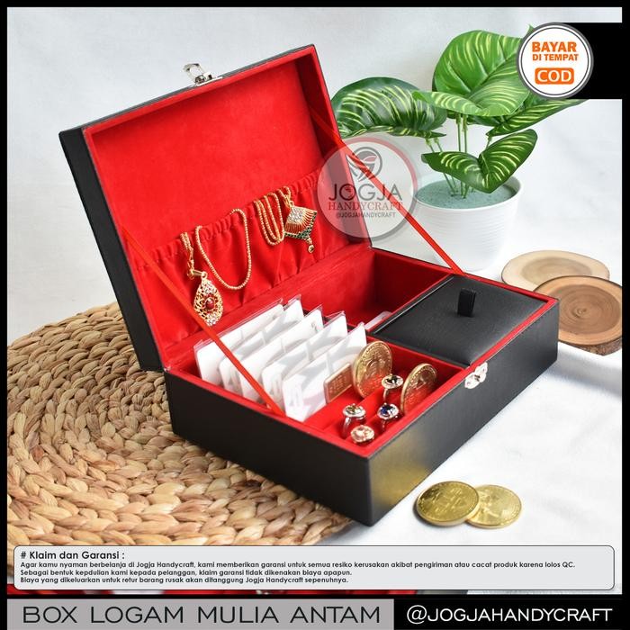 DISKON SUPER NEW KOTAK EMAS BERKUALITAS MUAT BANYAK / TEMPAT EMAS KAYU PENYIMPANAN KULIT PACKING