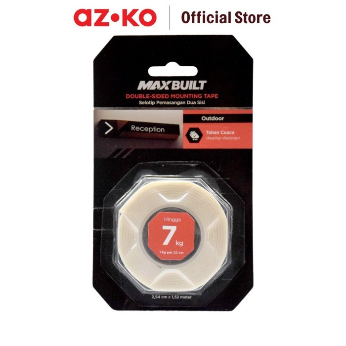 

AZKO Maxbuilt 2.5 cmx1.5 mtr Isolasi Mounting Tape Exterior - Putih Isolasi Lakban Alat Penempel
