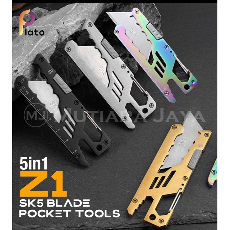 PLATO Carabiner Multifungsi Gantungan Kunci Pisau Aluminium Stainless