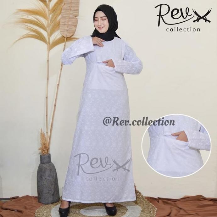 Gamis Kantong Hitam dan Putih Bordir / Baju Gamis Kantong Hitam Putih Busana Haji dan Umroh Wanita M