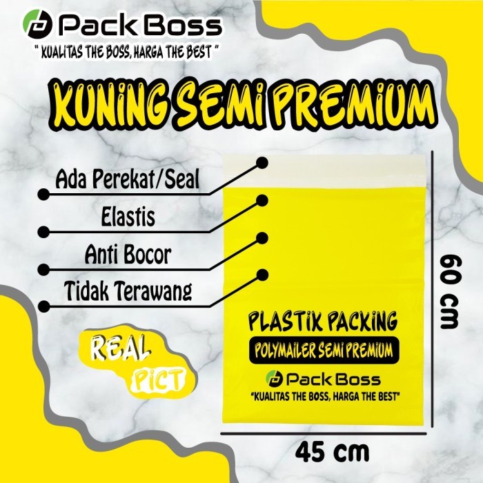 

45X60 Kuning Semi Premium Polymailer Packaging Online Ada Perekat Ready