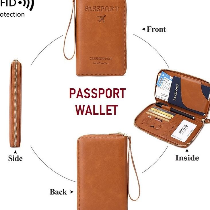 Dompet Papor Dengan Protei Rfid Pu Leather Rfid Protection Paport Wallet