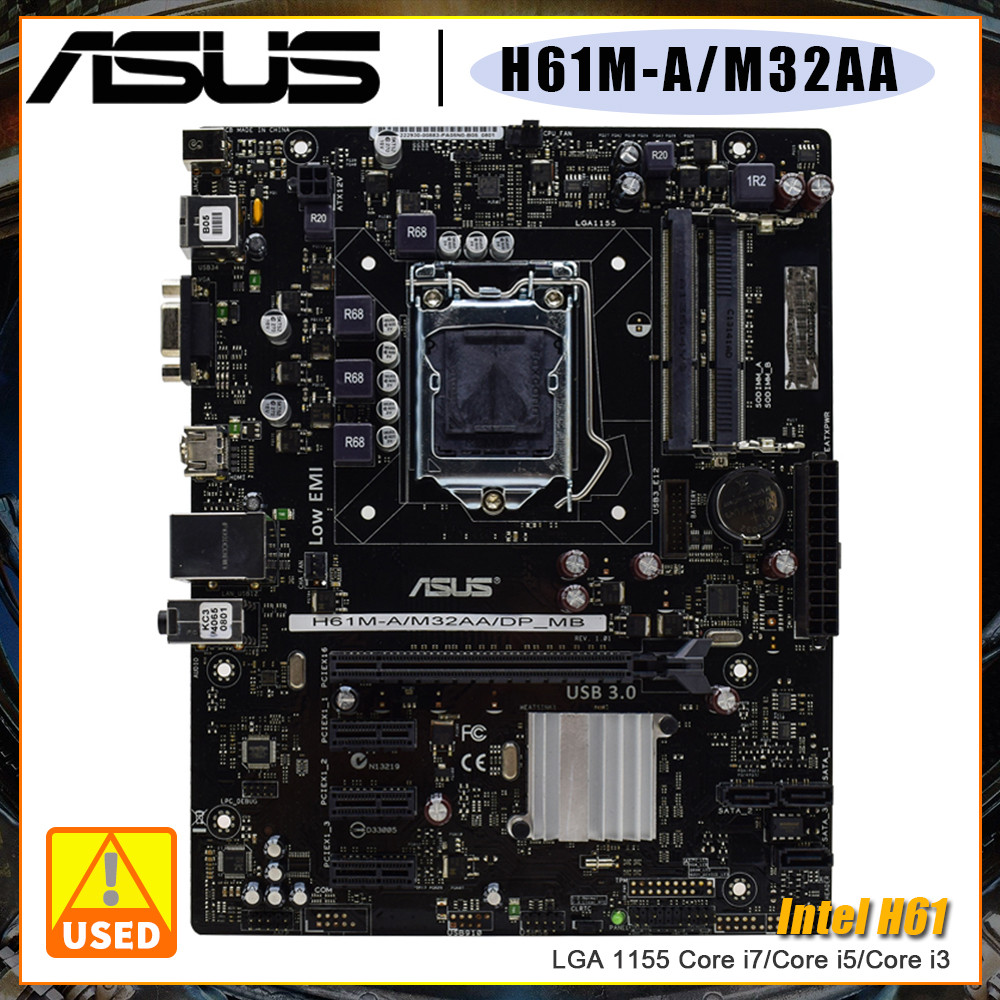 AQS ASUS H61M-A/M32AA Motherboard 1155 Motherboard DDR3 8GB 1333MHz Intel H61 Chipset USB2.0 SATA2 V