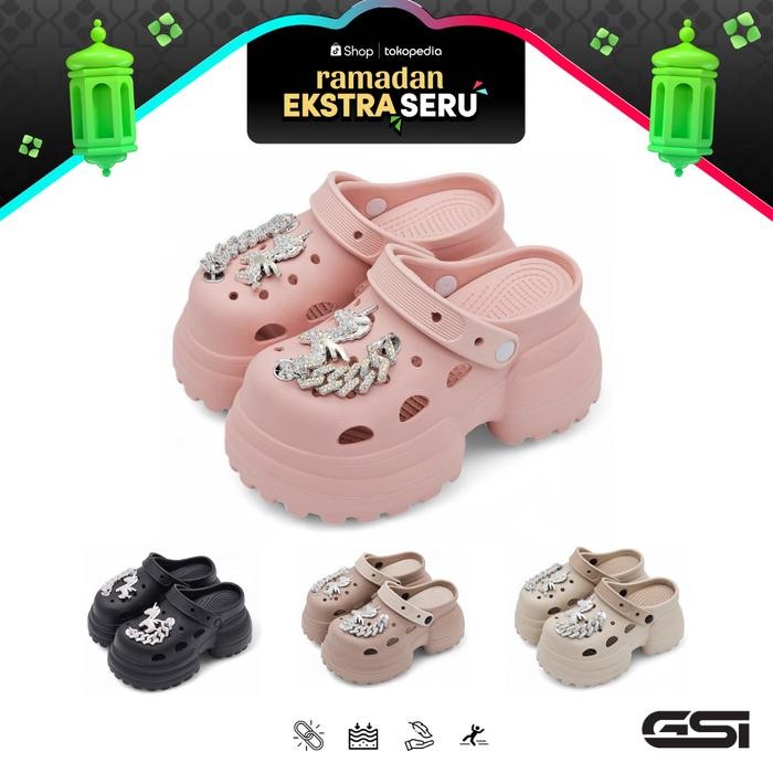 Gsi ShoesSandal Wanita Sendal Baim Fuji Clog Sandal Karet Eva Rubber Tinggi Empuk Elastis Dan