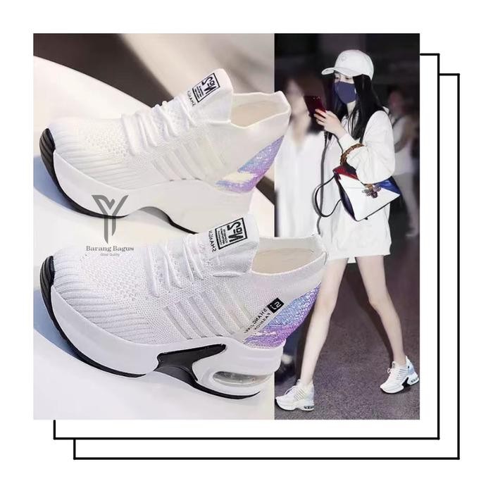 Sepatu Putih Sneaker B13-White Wanita Import Sepatu Cewek Sneaker Tinggi Terbaru Sepatu Olahraga