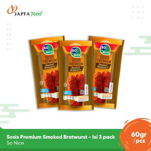 

So Nice Sosis Premium Smoked Bratwurst 60gr - Isi 3 pcs