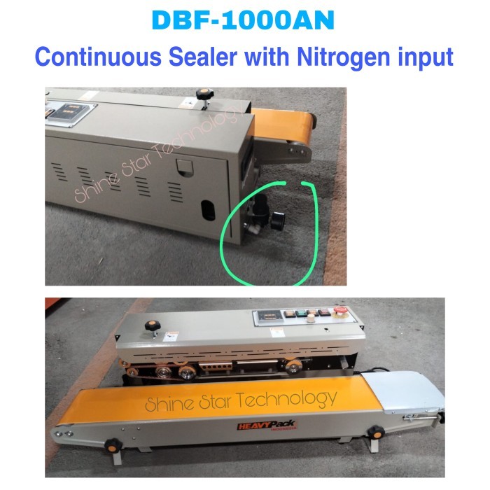 HEAVYPACK Continuous Sealer With Nitrogen Inlet DBF-1000AN DBF-1000ANF DBF-1000ANV HEAVYPACK