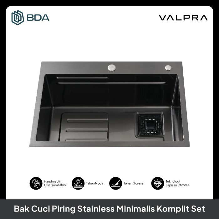 Valpra Kitchen Sink 1 Lubang Wastafel Cuci Piring Tempat Cuci Piring Stainless Bak Cuci Piring Stain
