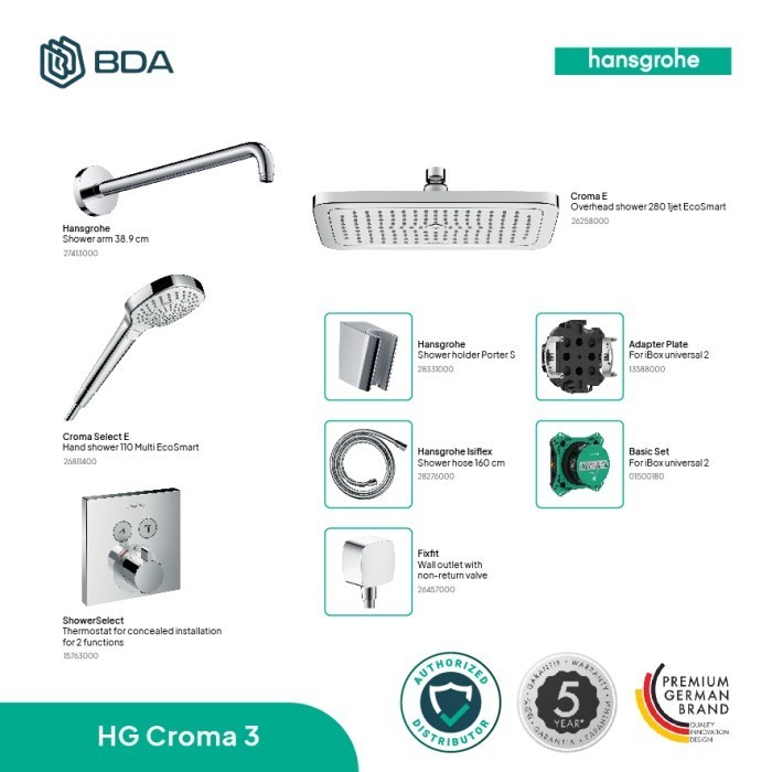 Hansgrohe Shower Kamar Mandi Set Shower Set Tanam Shower Mandi Croma E